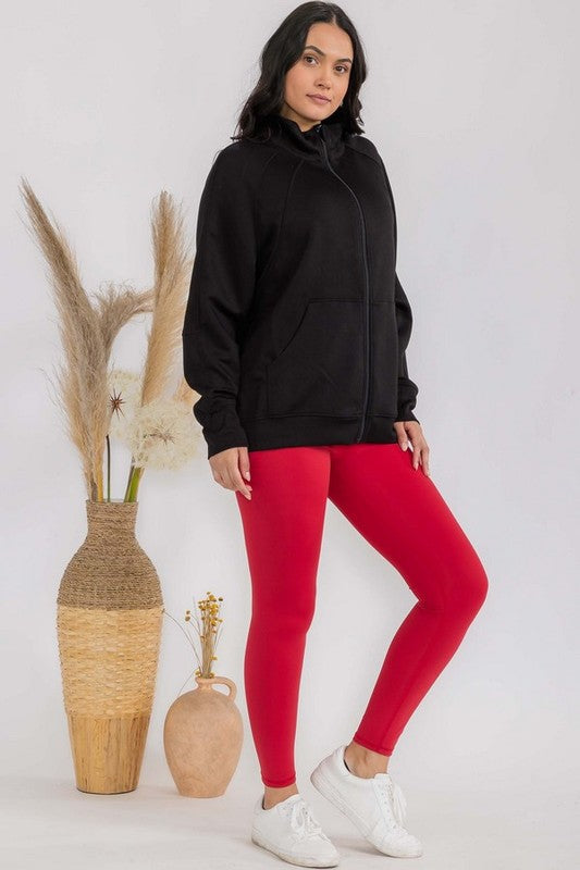 Women's Ultra Soft Funnel Neck OverSize Zip Jacket
