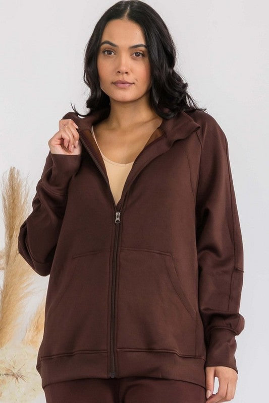Women's Ultra Soft Funnel Neck OverSize Zip Jacket