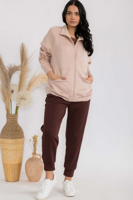 Women's Ultra Soft Funnel Neck OverSize Zip Jacket