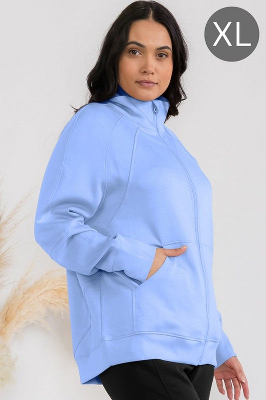Women's Ultra Soft Funnel Neck OverSize Zip Jacket