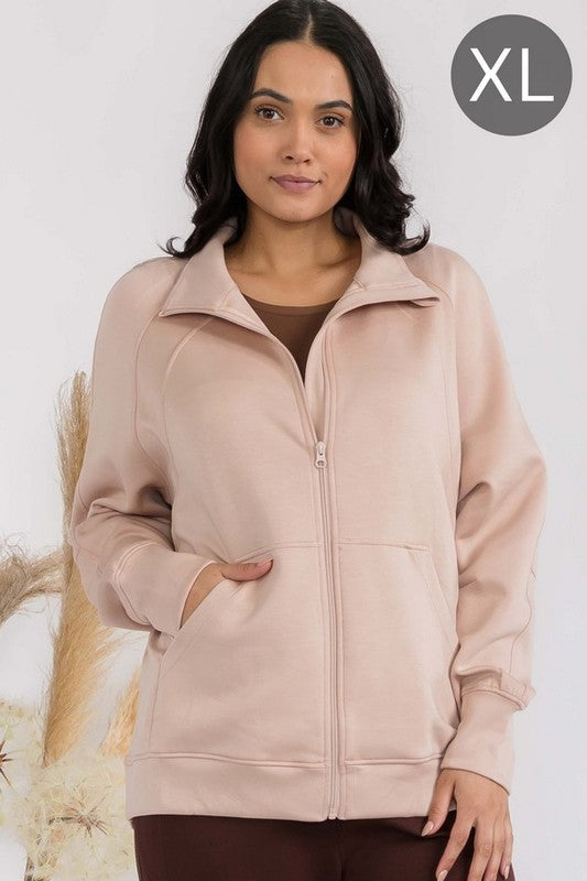 Women's Ultra Soft Funnel Neck OverSize Zip Jacket