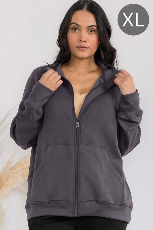 Women's Ultra Soft Funnel Neck OverSize Zip Jacket