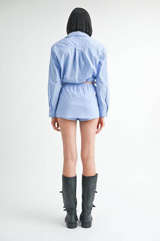 DRAWSTRING MINI SKORT WITH BUTTONS