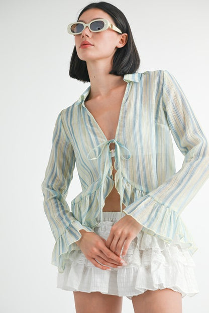 FLYAWAY BLOUSE WITH RUFFLE DETAIL
