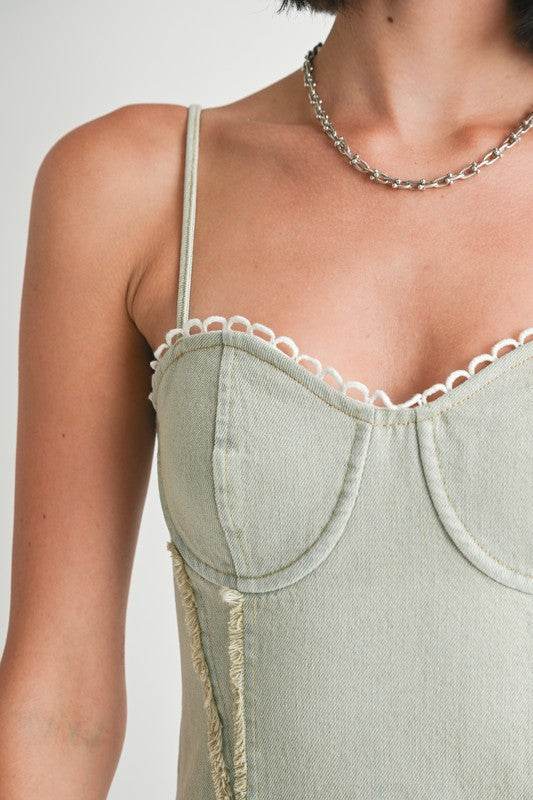 MINI SLEEVELESS DENIM DRESS