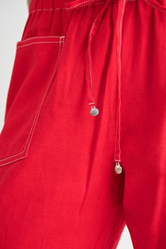 LINEN BOW TIE PANTS