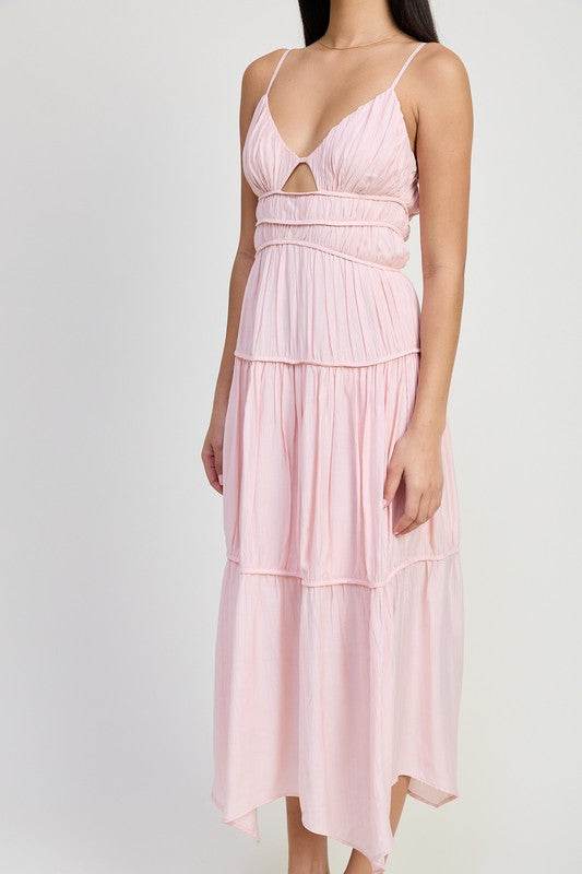 MAXI RUFFLE TIE BACK DRESS