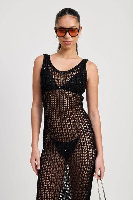 MAXI CROCHET METALIC BEADED DRESS