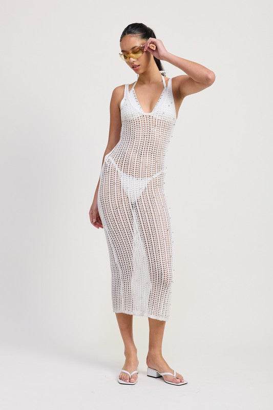 MAXI CROCHET METALIC BEADED DRESS
