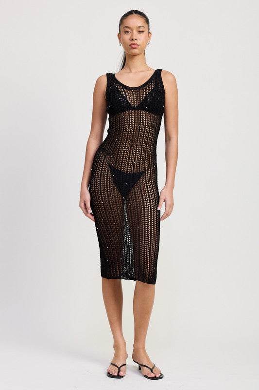 MAXI CROCHET METALIC BEADED DRESS
