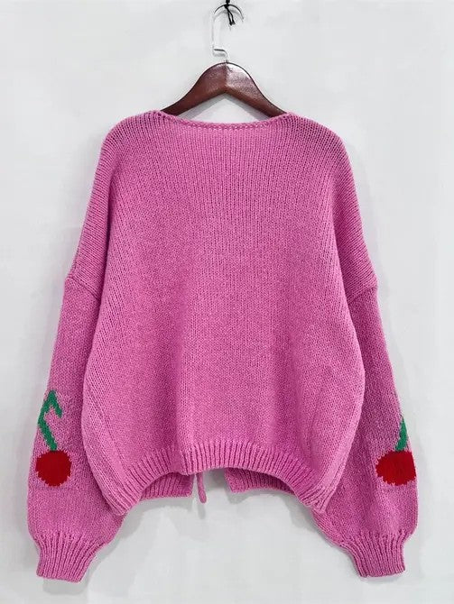 Front tie cherry cardigan