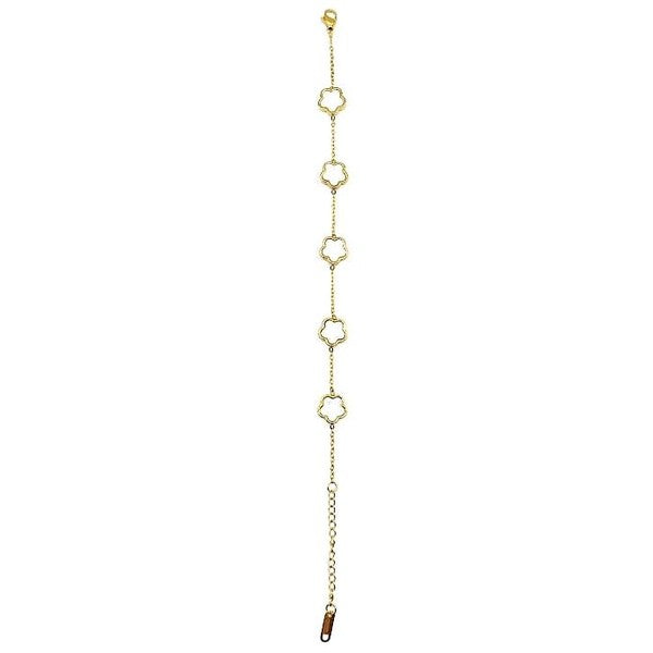 5 Leaf Clover Stainless Steel Link Chain Bracelet