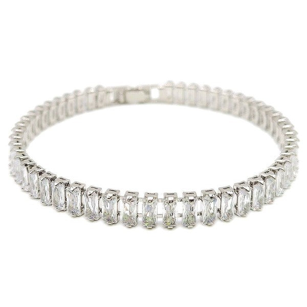 Baquette Cubic Stainless Steel Tennis Bracelet