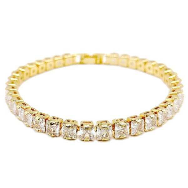 Rectangle Cubic Stainless Steel Tennis Bracelet