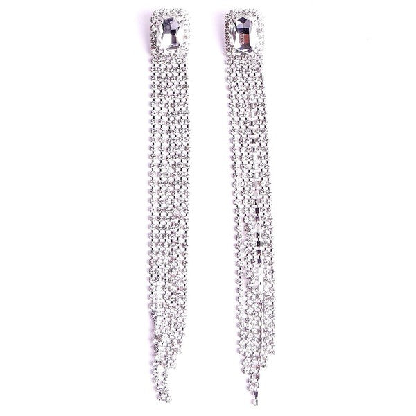 Rectangle Rhinestone Waterfall Rhinestone Earrings