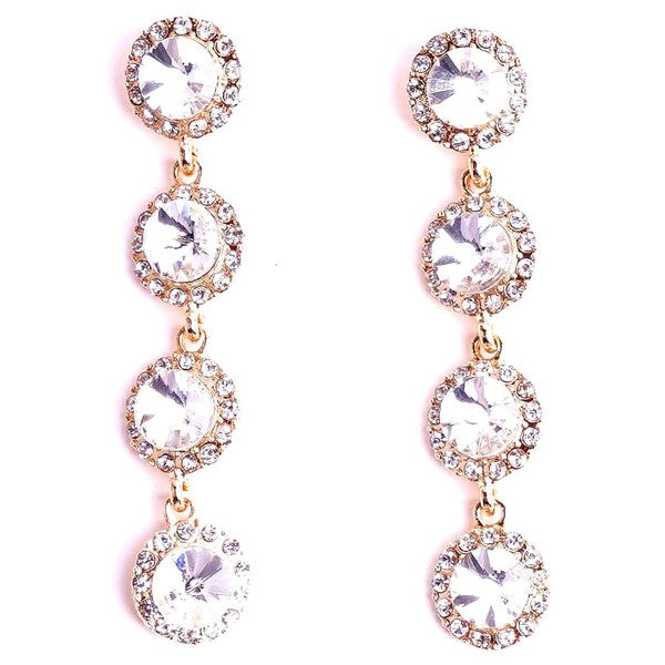 Connected Circles Rhinestone Dangle Earrings