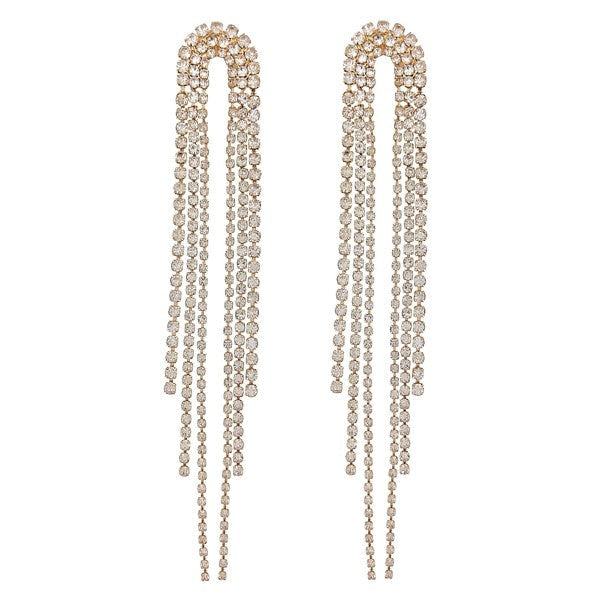 Reversed U Waterfall Rhinestone Earrings