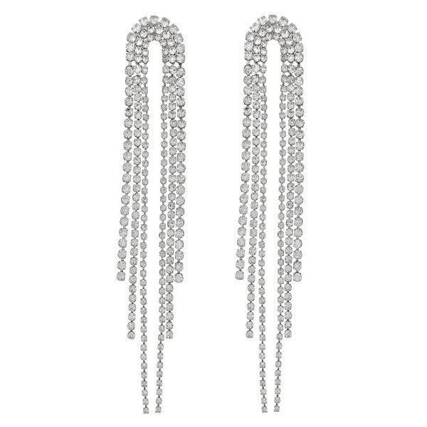 Reversed U Waterfall Rhinestone Earrings