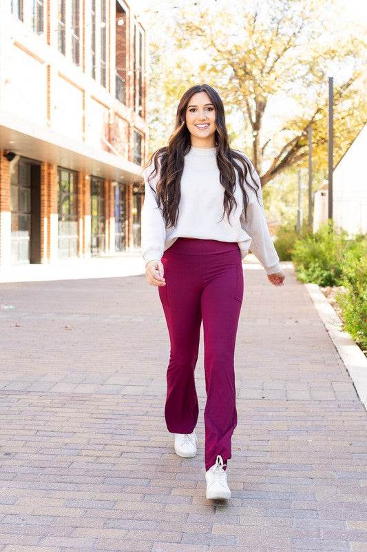 The Maeve Maroon Bootcut Leggings Round 2