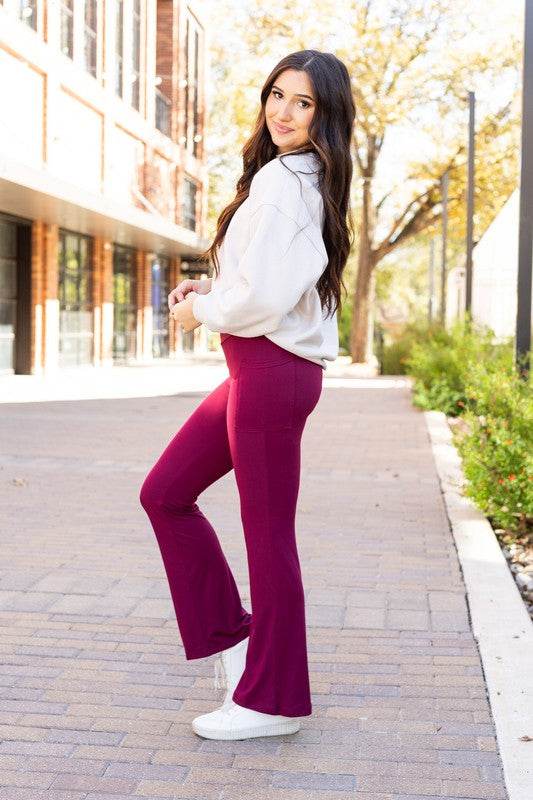 The Maeve Maroon Bootcut Leggings Round 2