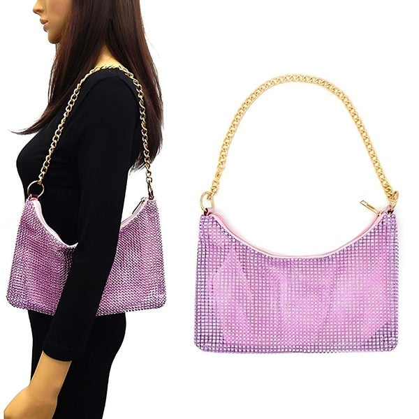 Chain Strap Soft Rhinestone Night Evening Bag