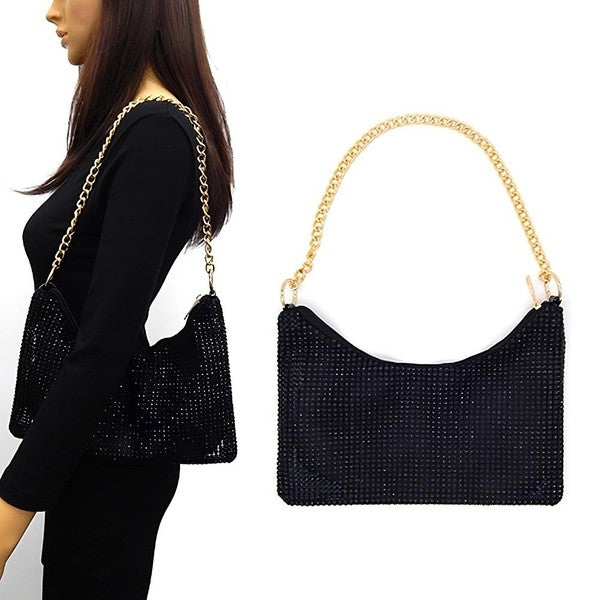 Chain Strap Soft Rhinestone Night Evening Bag