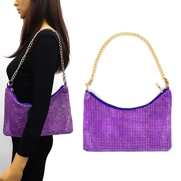 Chain Strap Soft Rhinestone Night Evening Bag