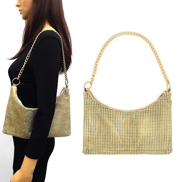 Chain Strap Soft Rhinestone Night Evening Bag