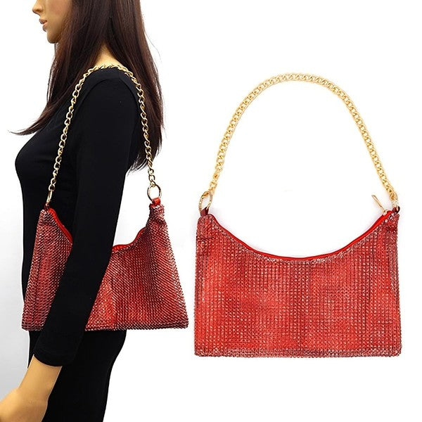 Chain Strap Soft Rhinestone Night Evening Bag