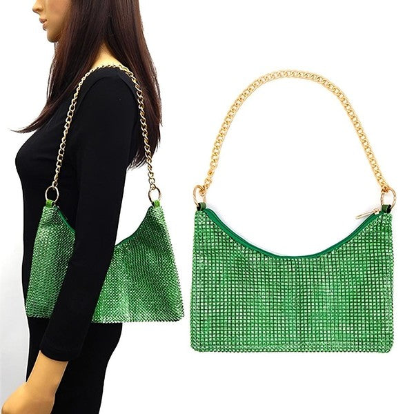 Chain Strap Soft Rhinestone Night Evening Bag