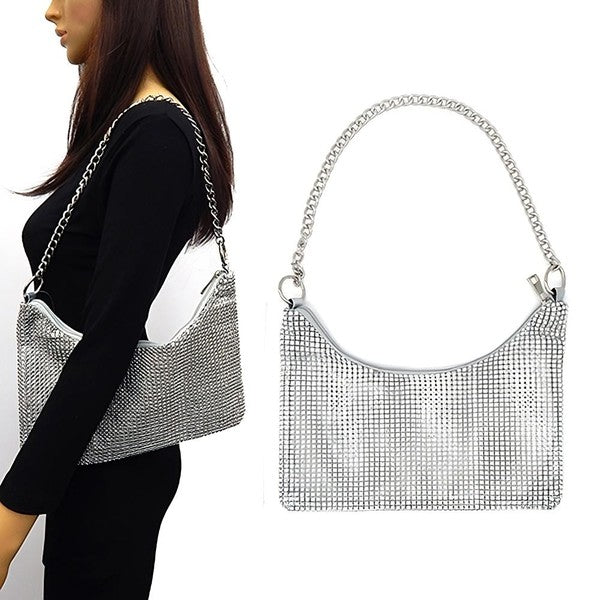 Chain Strap Soft Rhinestone Night Evening Bag