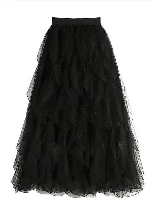 Ruffle midi skirt