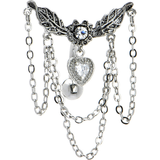 Crystalline Ivy Heart Chandelier Top Drop Belly Ring