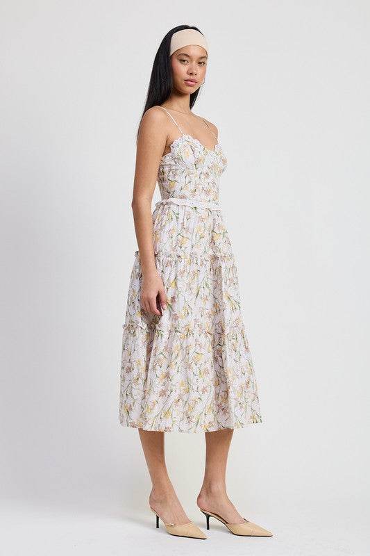 MIDI FLORAL CORSET DRESS