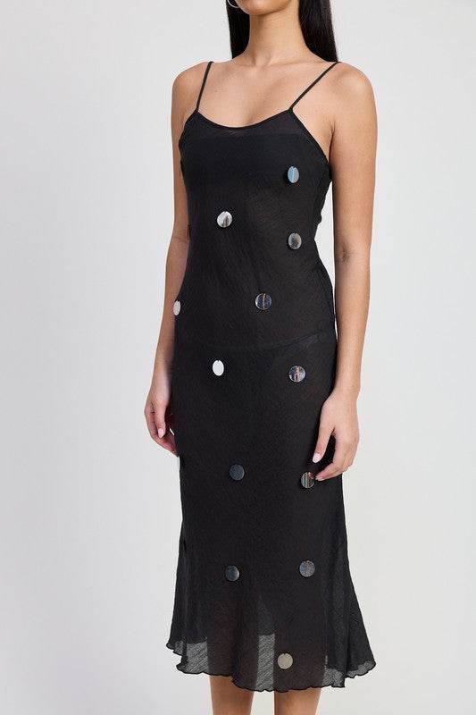 SQUARE NECK MIDI BIAS DRESS