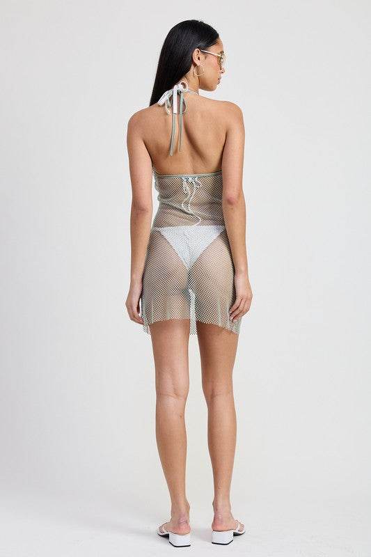 HALTER MINI RHINESTONE DRESS