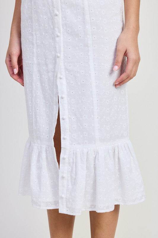 SQAURE NECK MIDI CAP SLEEVE DRESS