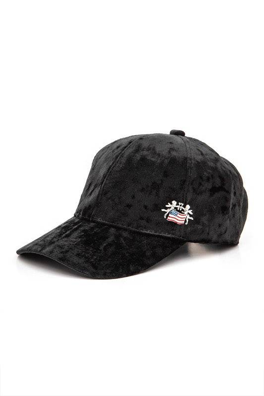 American Flag Angel Pin Tag Velour Cap