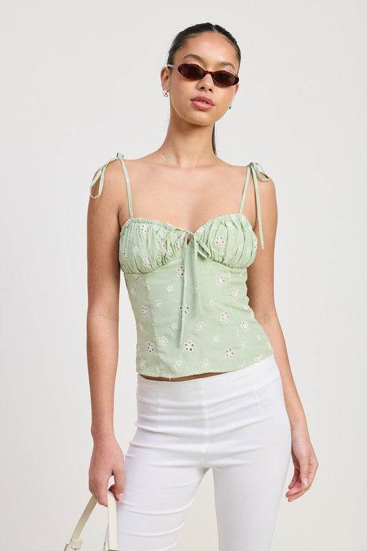 BUSTIER TOP WITH SHOULDER TIES