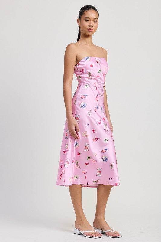 BIAS CUT TUBE MIDI DRESS