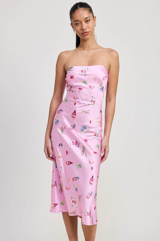 BIAS CUT TUBE MIDI DRESS