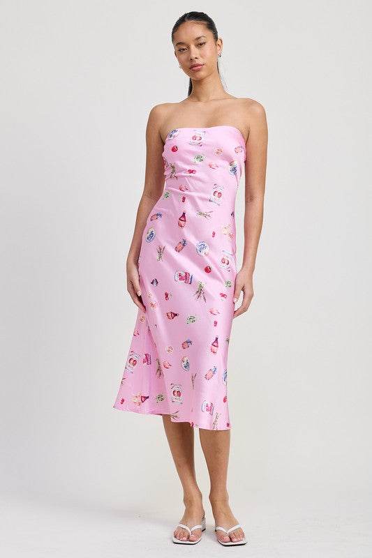 BIAS CUT TUBE MIDI DRESS