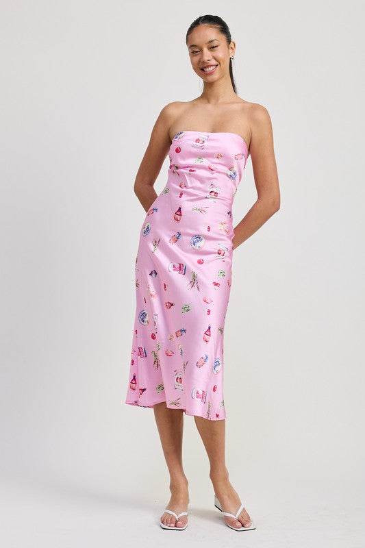 BIAS CUT TUBE MIDI DRESS