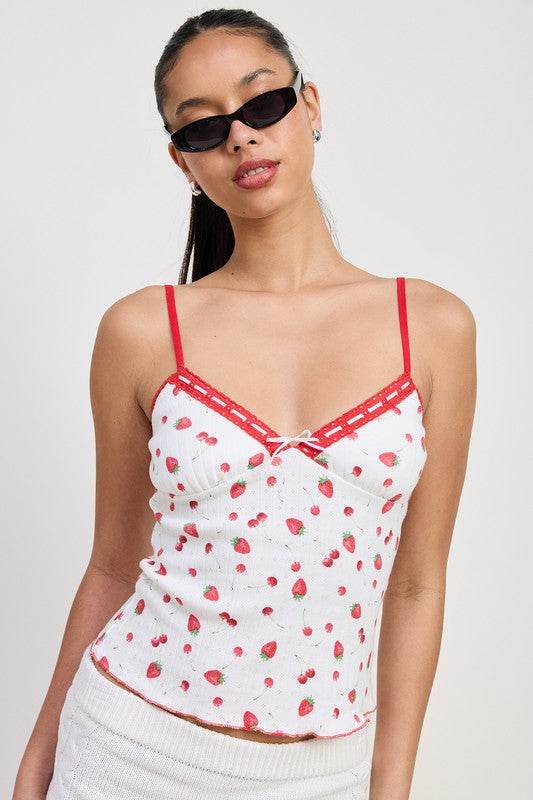 PRINTED JERSEY CAMI TOP
