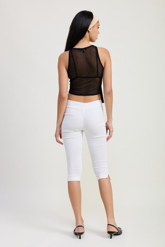 SLEEVELESS SHEER BOW TOP