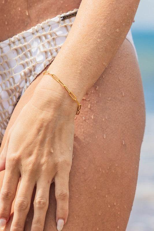 18K STAINLESS STEEL NON TARNISH PAPERCLIP BRACELET