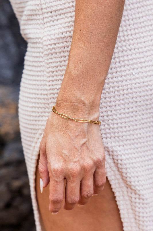 18K STAINLESS STEEL NON TARNISH PAPERCLIP BRACELET