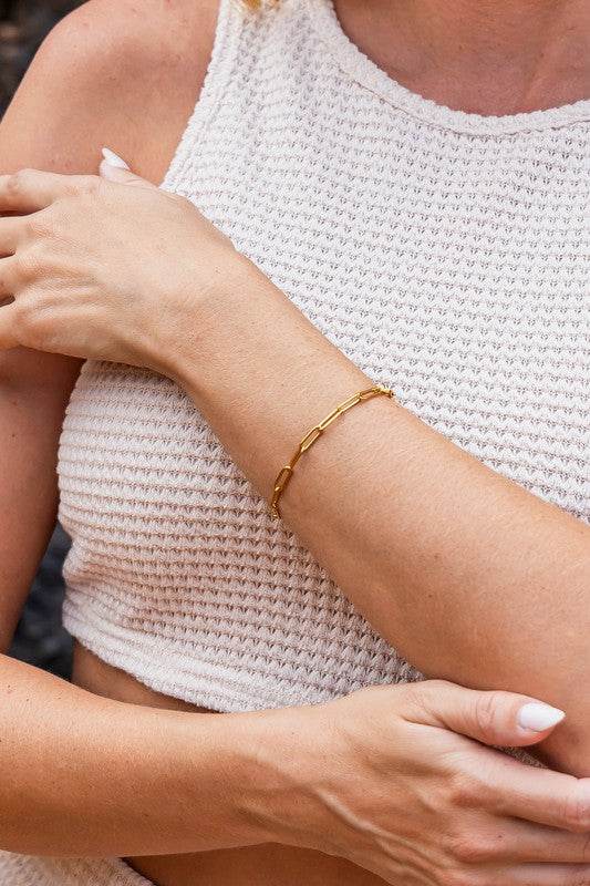 18K STAINLESS STEEL NON TARNISH PAPERCLIP BRACELET
