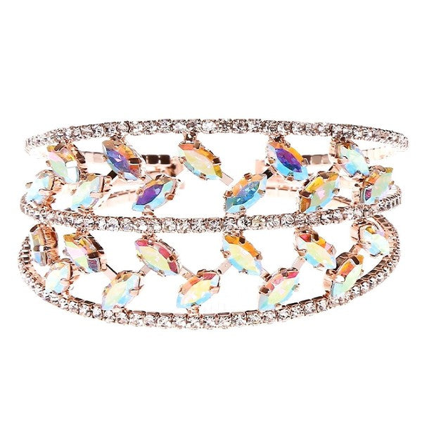 Leaves Theme Rhinestone Spring Wrap Bracelet