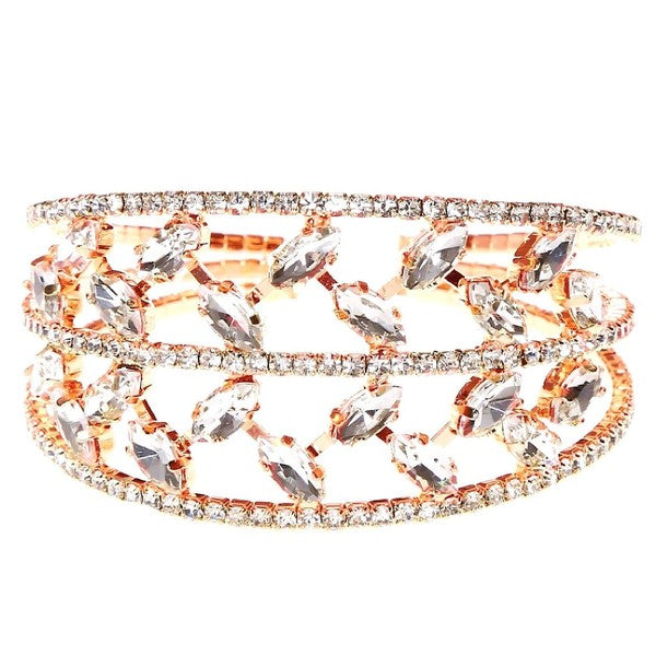 Leaves Theme Rhinestone Spring Wrap Bracelet